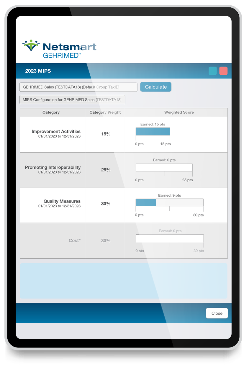 Geriatric Value-Based Care Software | Dashboard Shown on Tablet | Netsmart GEHRIMED  is the leading geriatric EHR and care management software designed for geriatric care settings