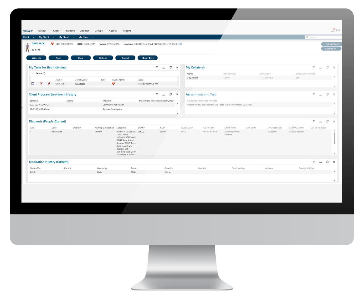 myEvolv | IDD Software | Netsmart | Desktop view