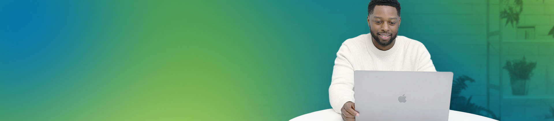 man at computer background