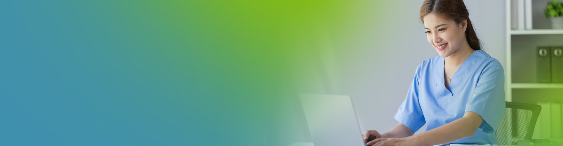 nurse at a computer background