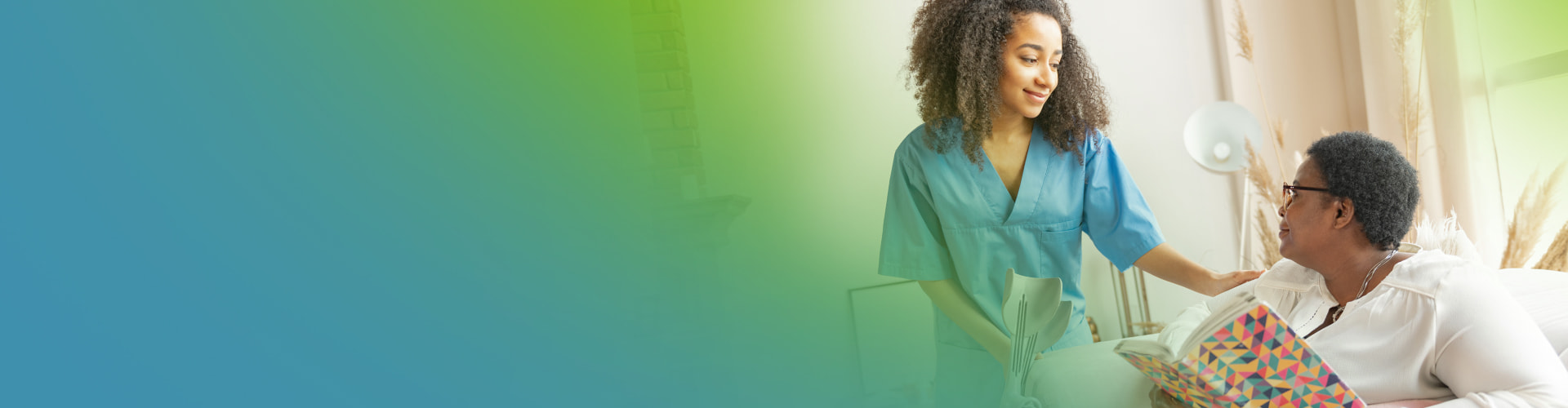 Home Health Software | Nurse providing care to a patient in a home setting - Netsmart myUnity® home health EHR software for clinical documentation, scheduling, and billing